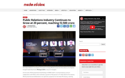https://mail.prcai.org/cms/Public Relations Industry Continues to Grow at 20 percent, reaching ₹2,500 crore