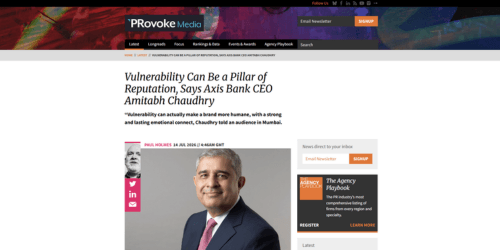 Vulnerability Can Be a Pillar of Reputation, Says Axis Bank CEO Amitabh Chaudhry